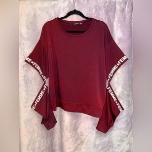 Boohoo Maroon Cut Out Sweatshirt Size 12